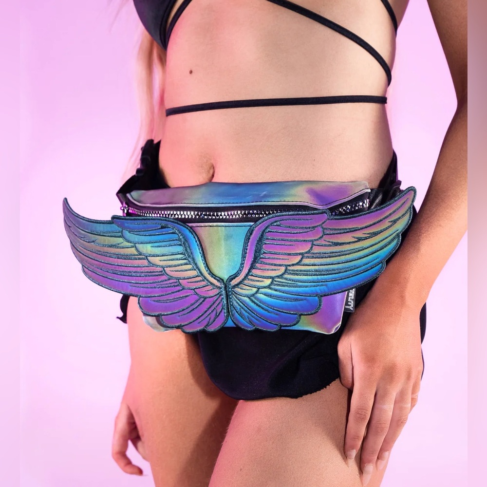 FYDELITY Angel Wing Reflective Metallic Fanny Pack Belt Bag Water Repellent